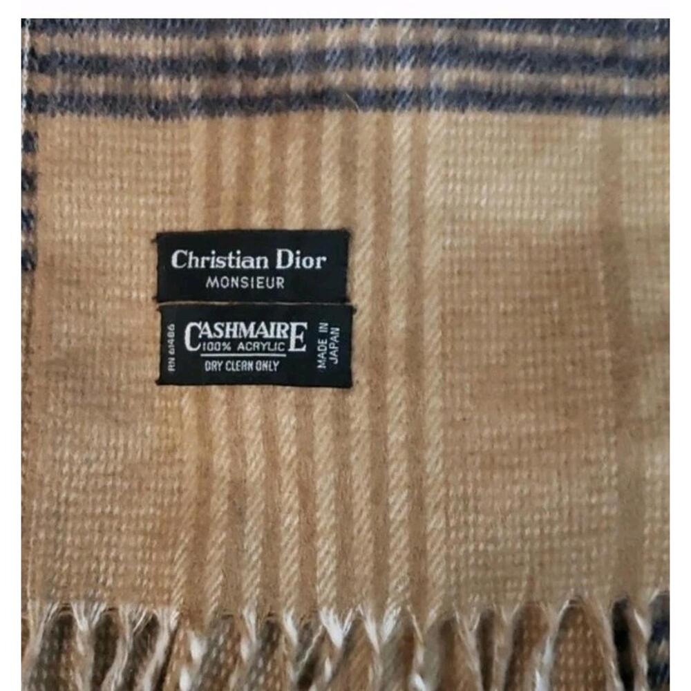 CHRISTIAN DIOR MONSIEUR PLAID BROWN MEN'S SCARF EUC! #6 - Picture 3 of 8